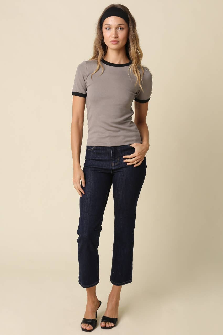 Ivy Contrast Trim Crewneck Tee