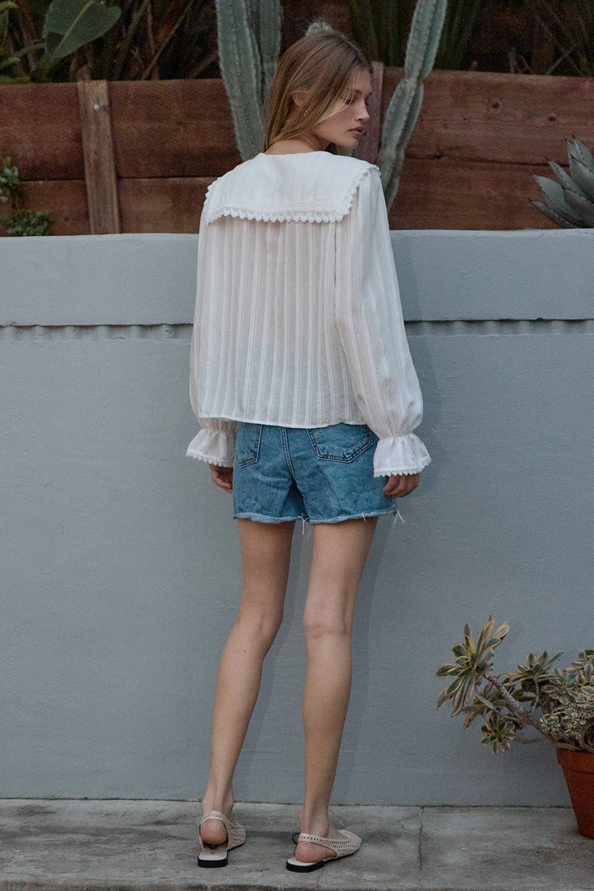 Lace Collar Button Blouse