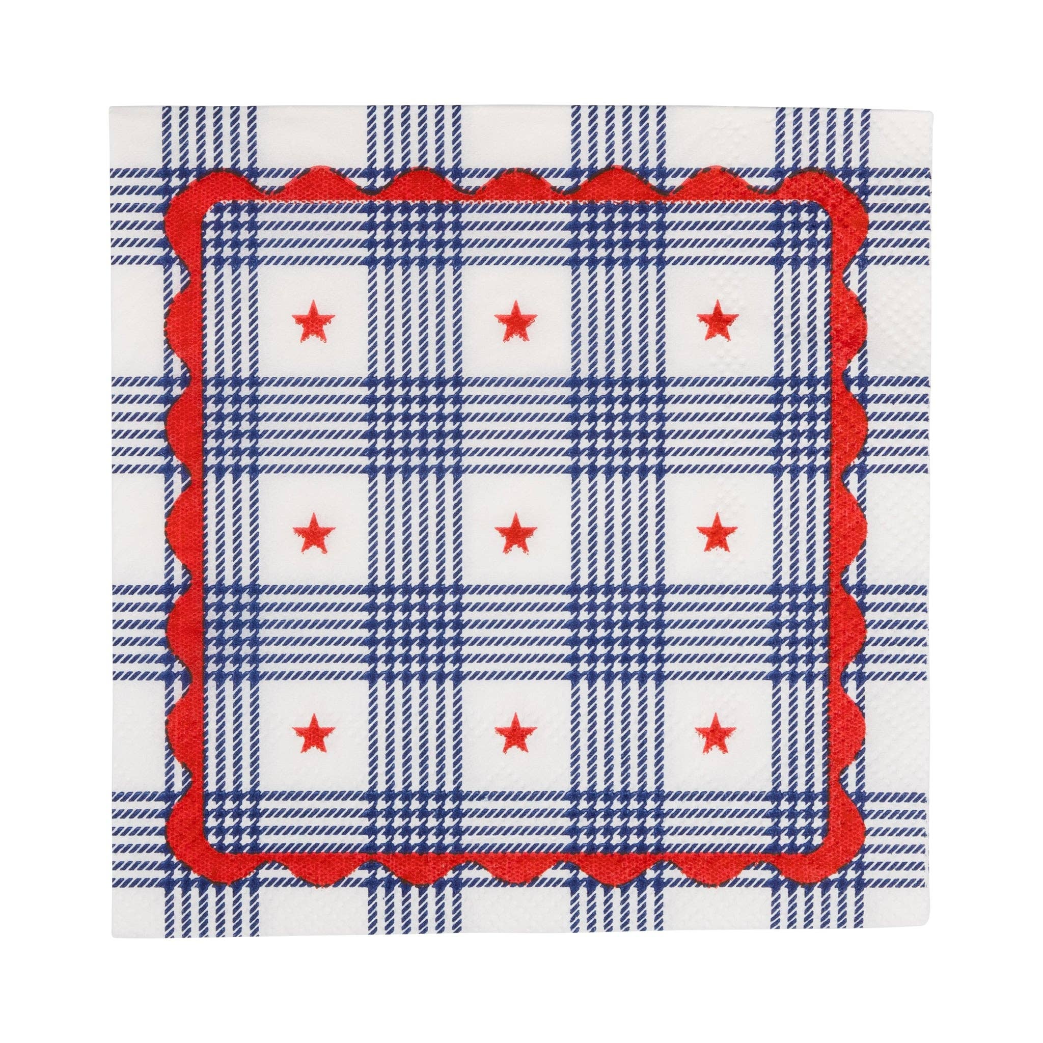 Plaid Stars Paper Cocktail Napkins