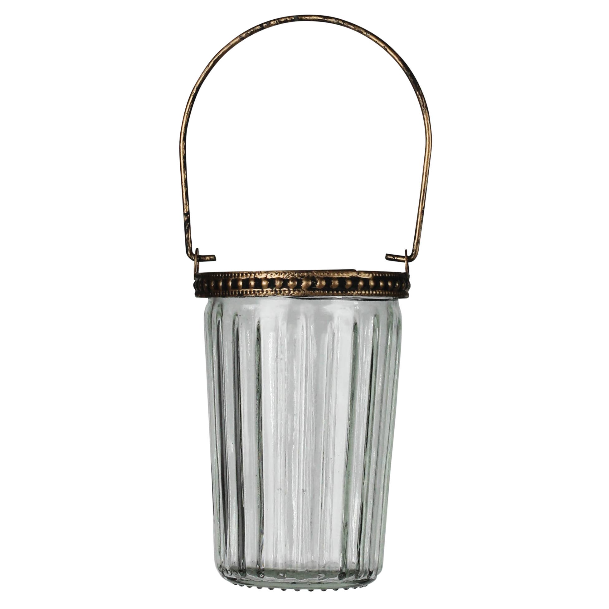 Fez Votive with Handle Ribbed 4"