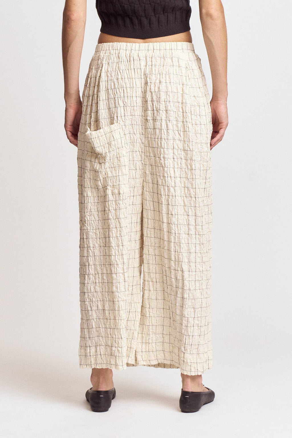 Check Print Gauze Pants