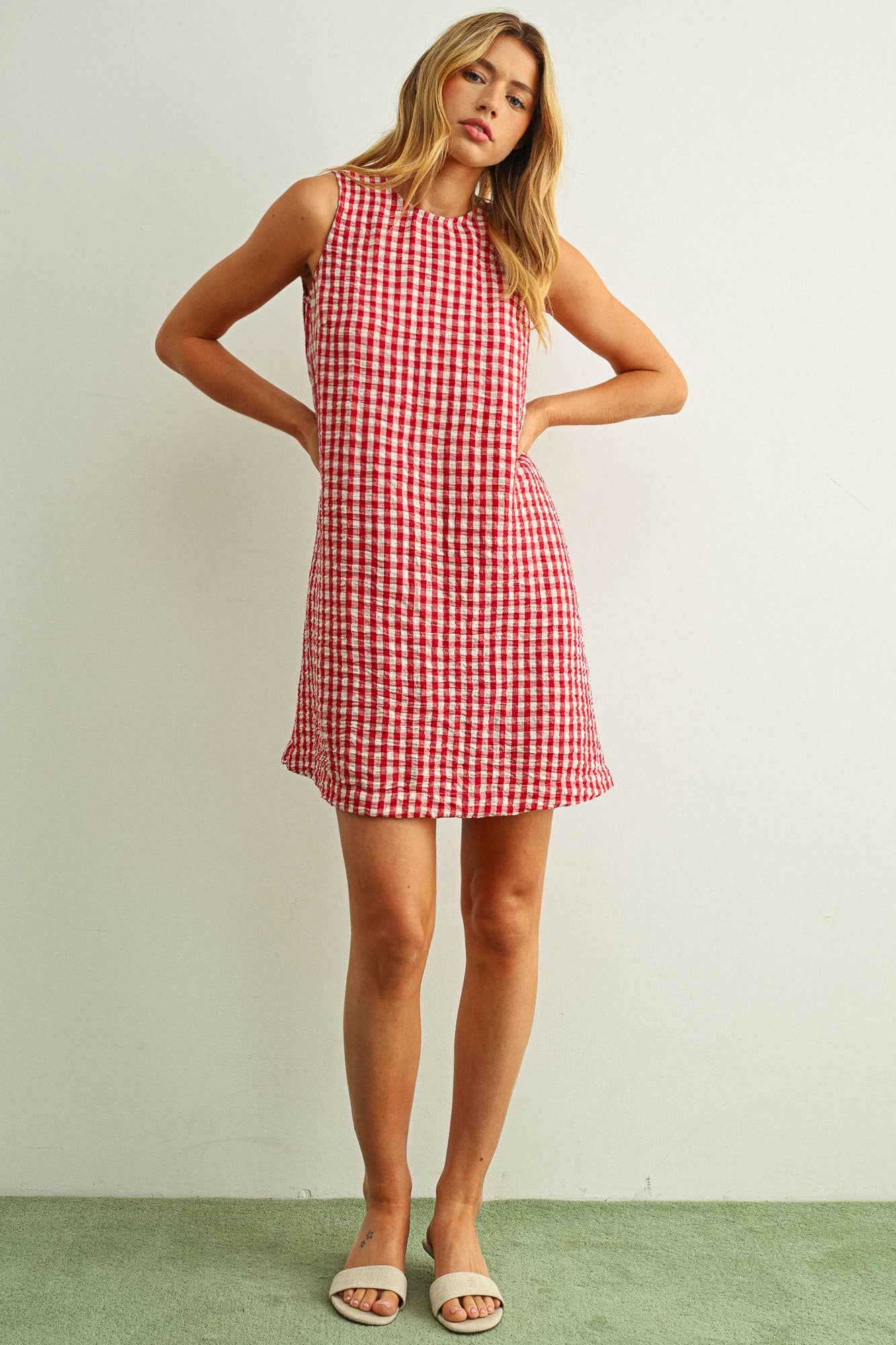 Gingham Open Back Dress