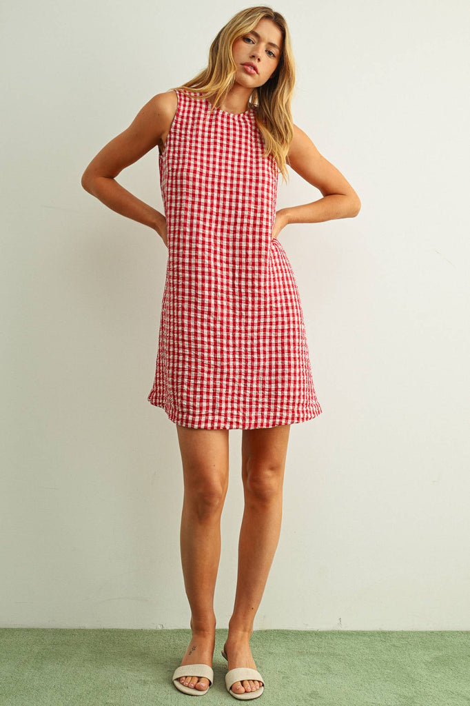 Gingham Open Back Dress