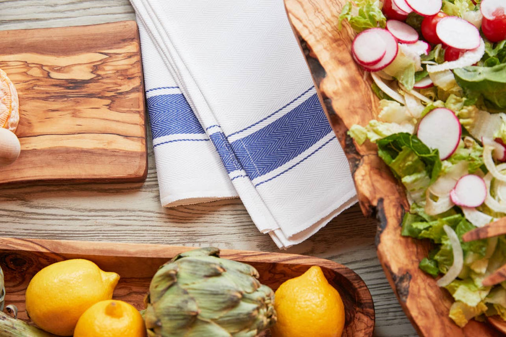 Herringbone Blue Classic Italian Kitchen Towel