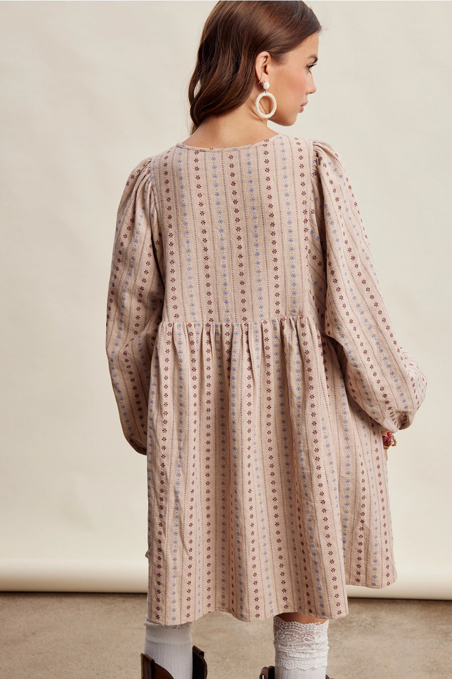 Jacquard Babydoll Mini Dress