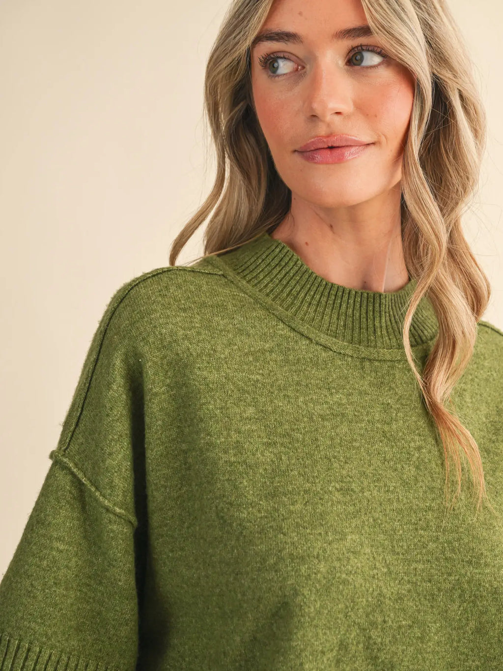 Mock Neck Sweater in Olive Green
