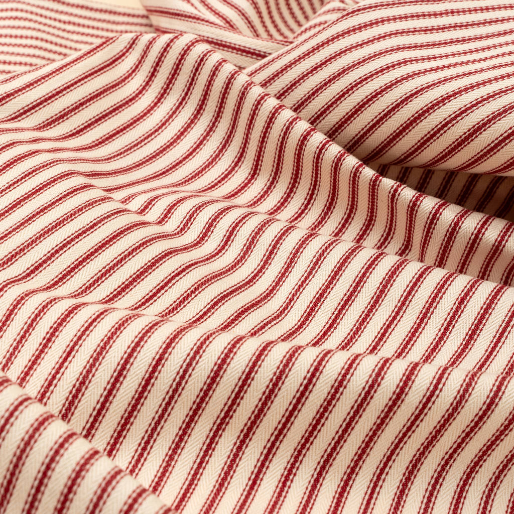 Red Ticking Ruffle Tablecloth