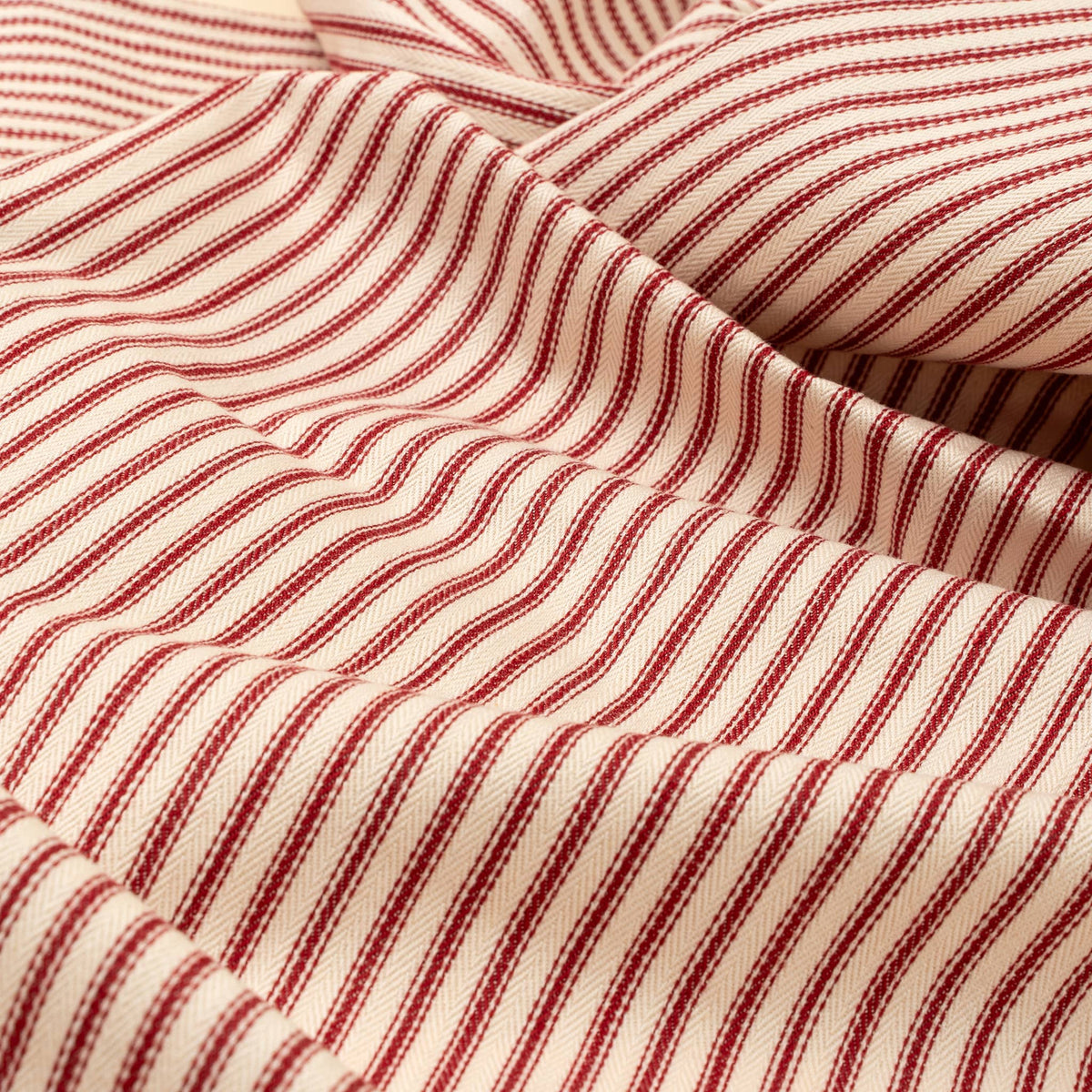Red Ticking Ruffle Tablecloth