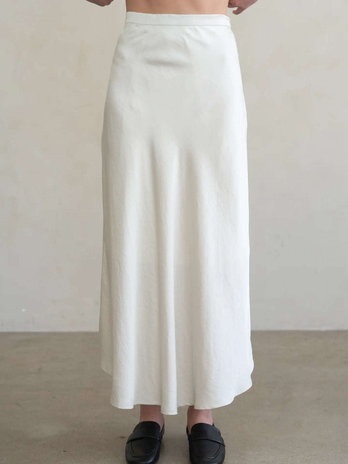 Soft Drape Satin Skirt in Ivory