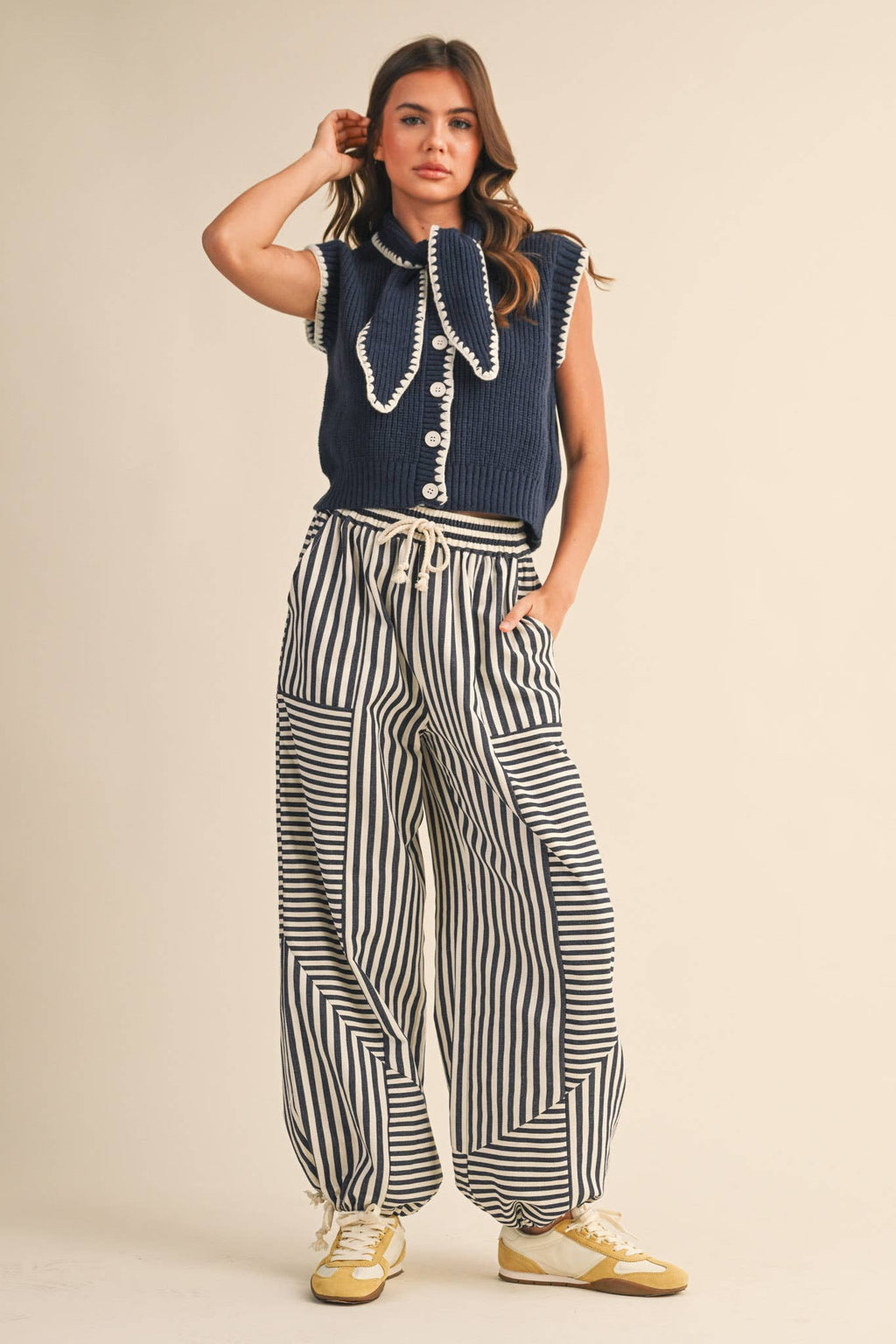 Tie Neck Sweater Vest