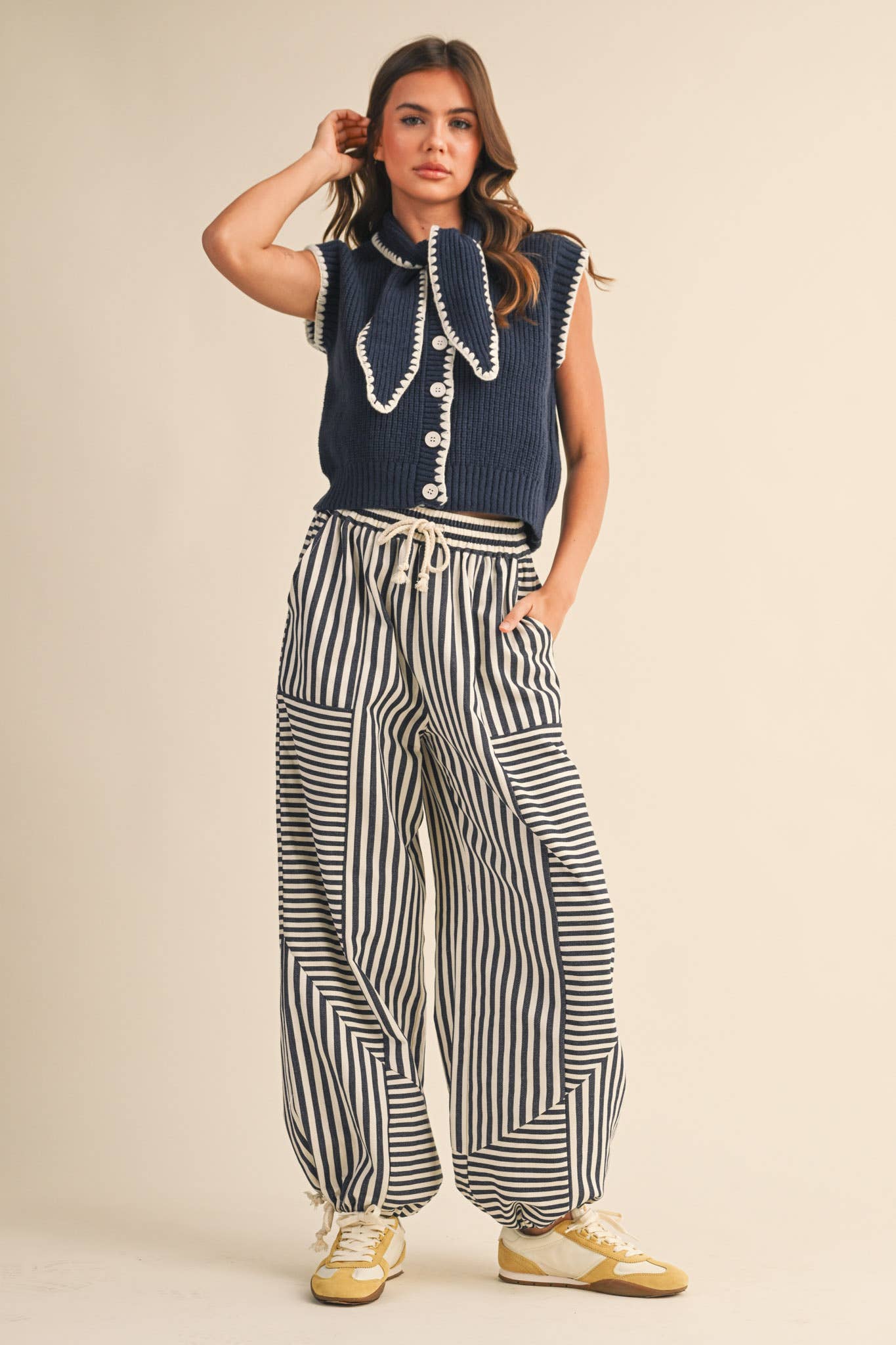 Tie Neck Sweater Vest