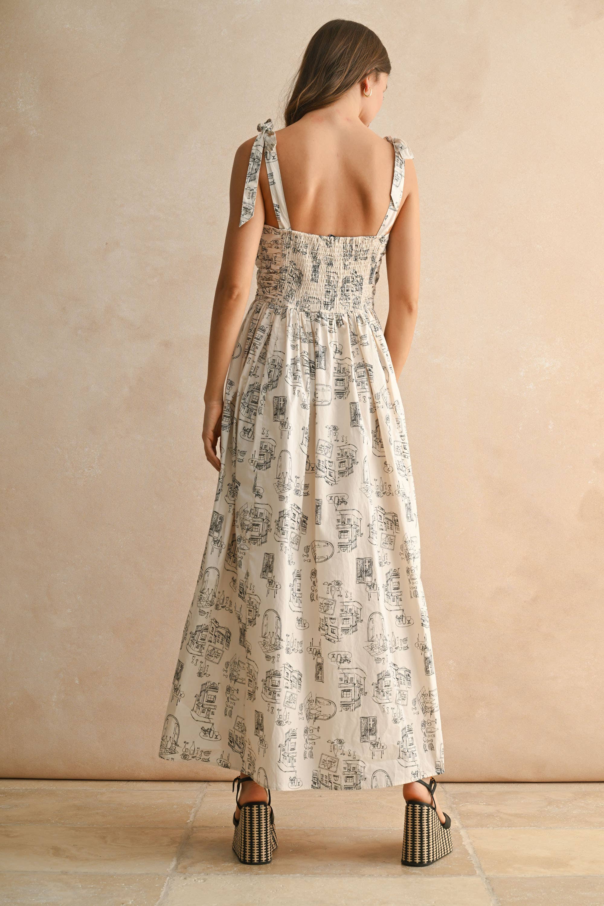 Town Print Maxi Dress