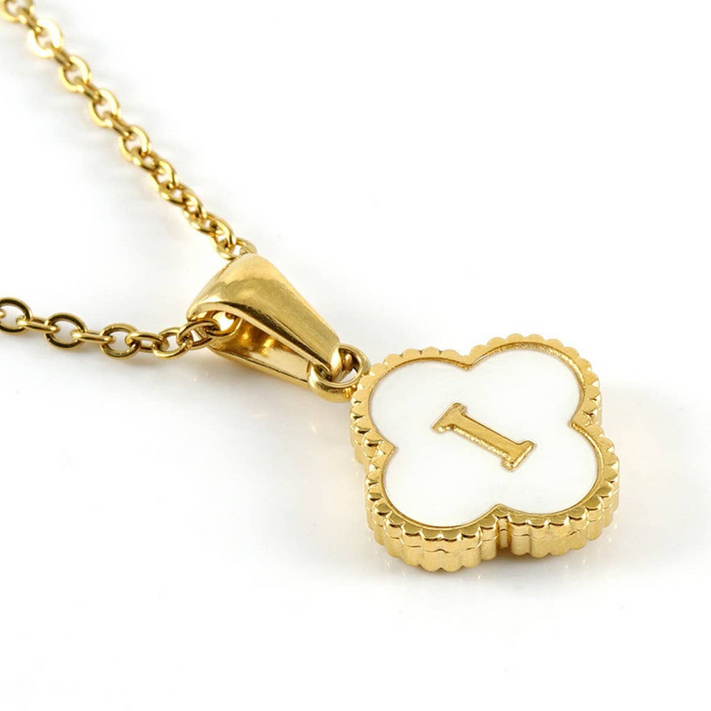 Four Leaf Clover Initial Necklaces