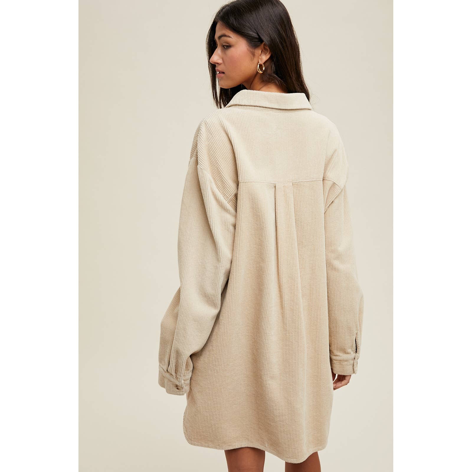 Corduroy Mini Shirt Dress