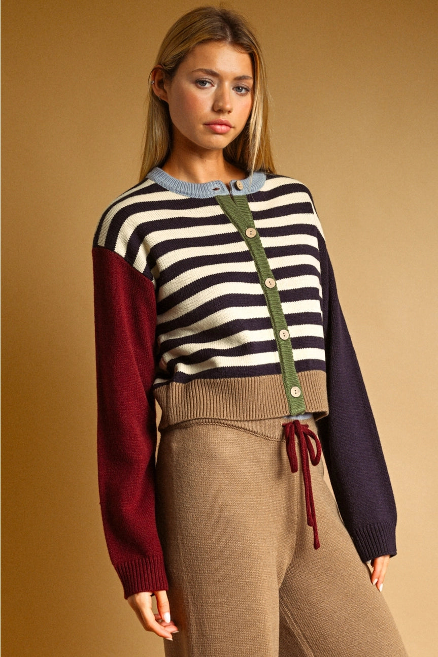 Stripe Mix Cardigan