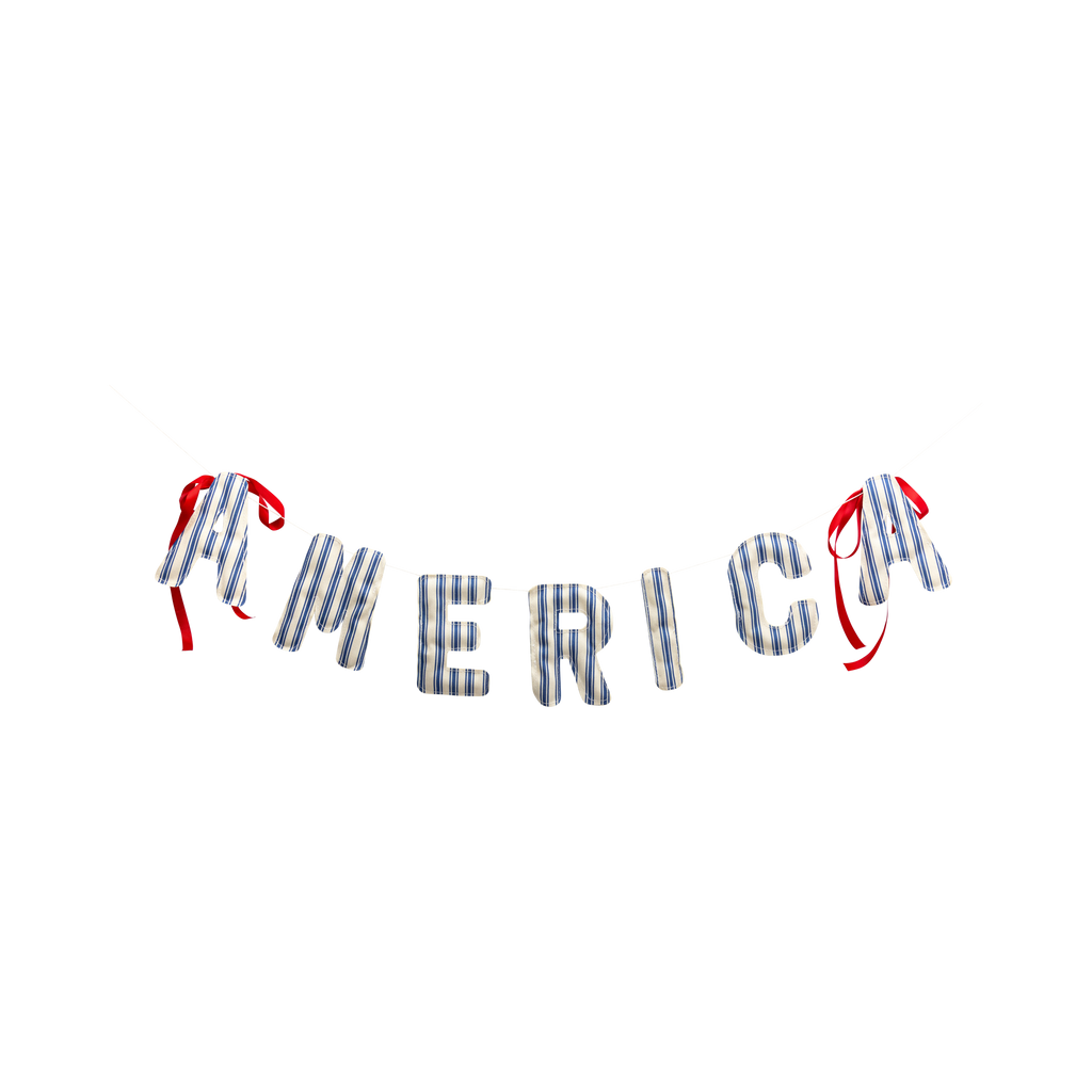America Ticking Linen Puffy Banner