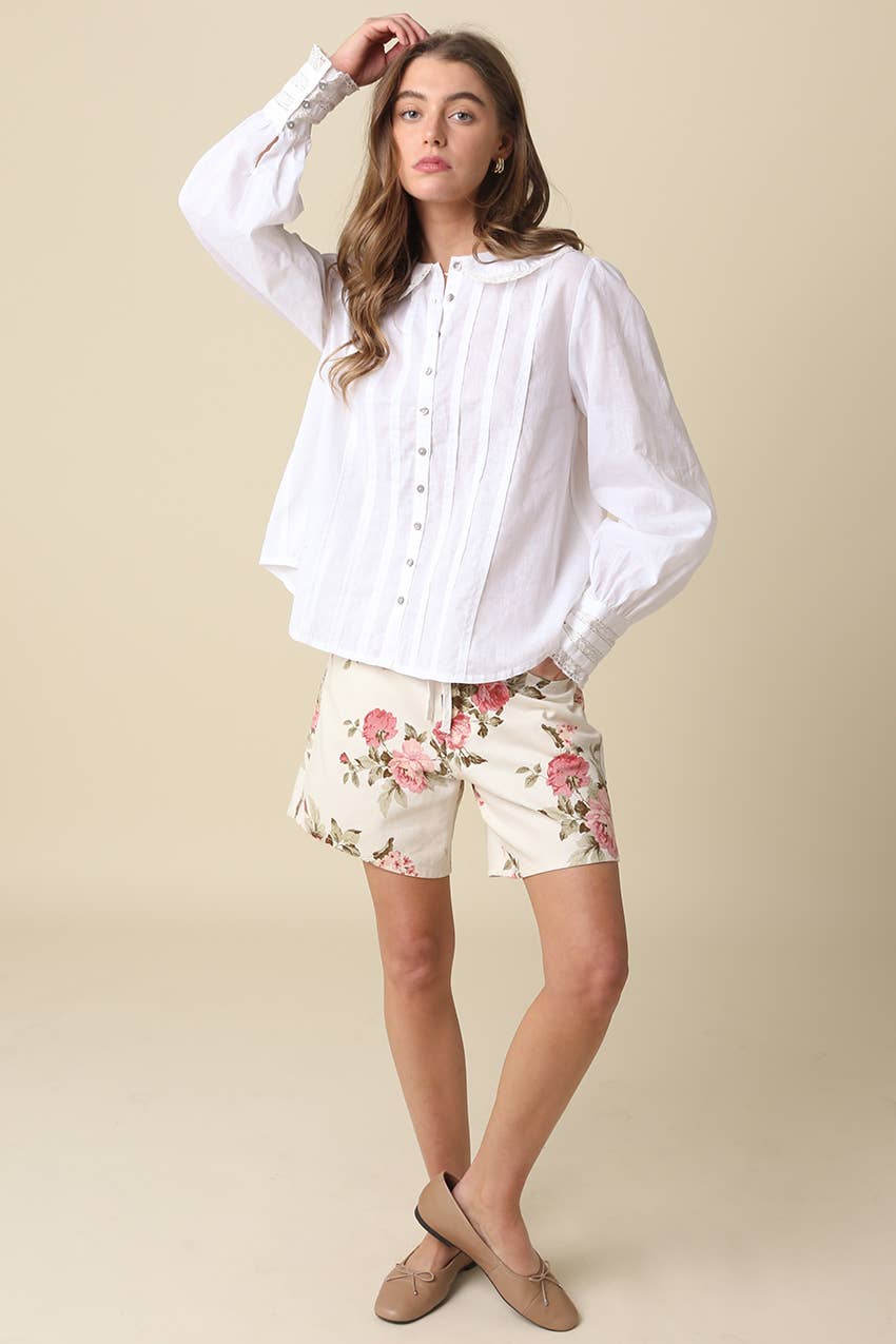 Arely Collar Pintuck Blouse