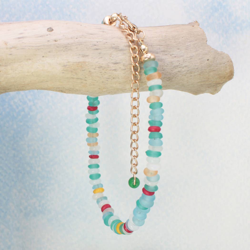 Coastal Sea Glass Bead Anklet