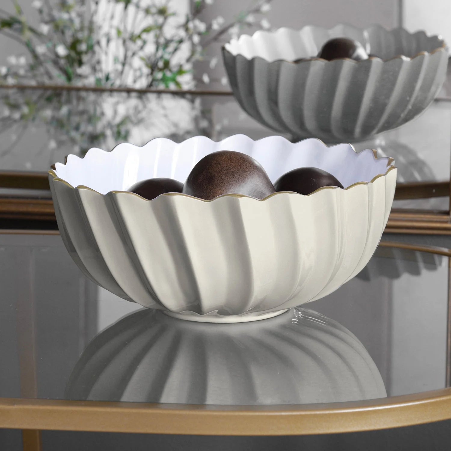 ENCANTO Orlando Medium Bowl (Cream and White)