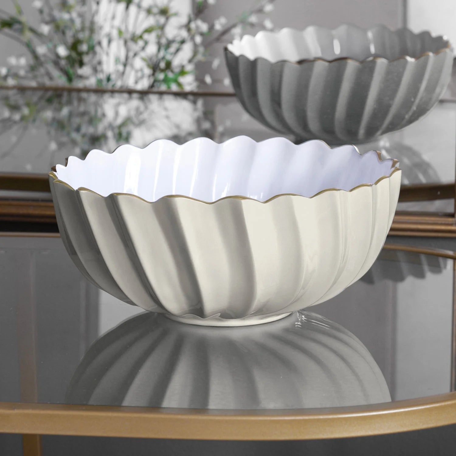 ENCANTO Orlando Medium Bowl (Cream and White)