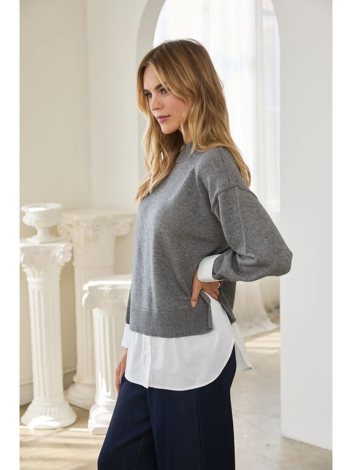 Twofer Layered Knit Sweater Top