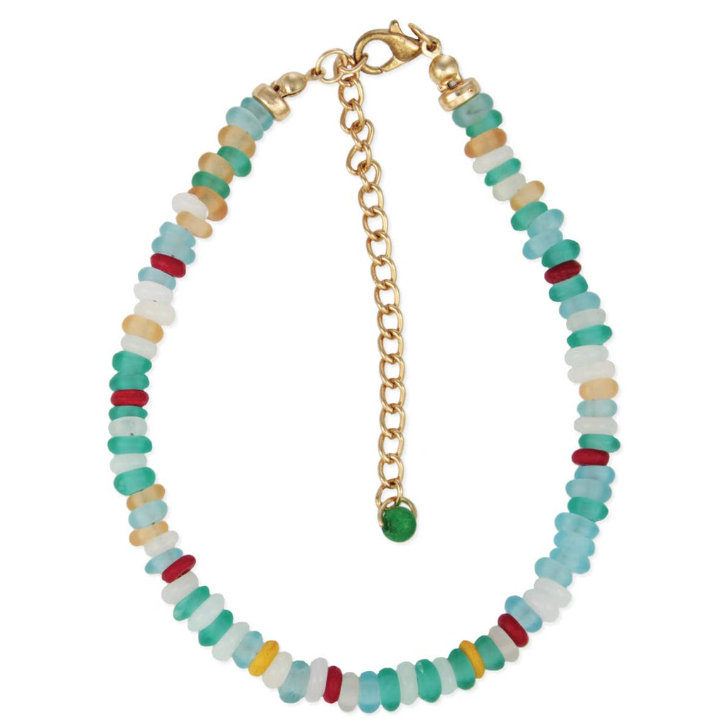 Coastal Sea Glass Bead Anklet