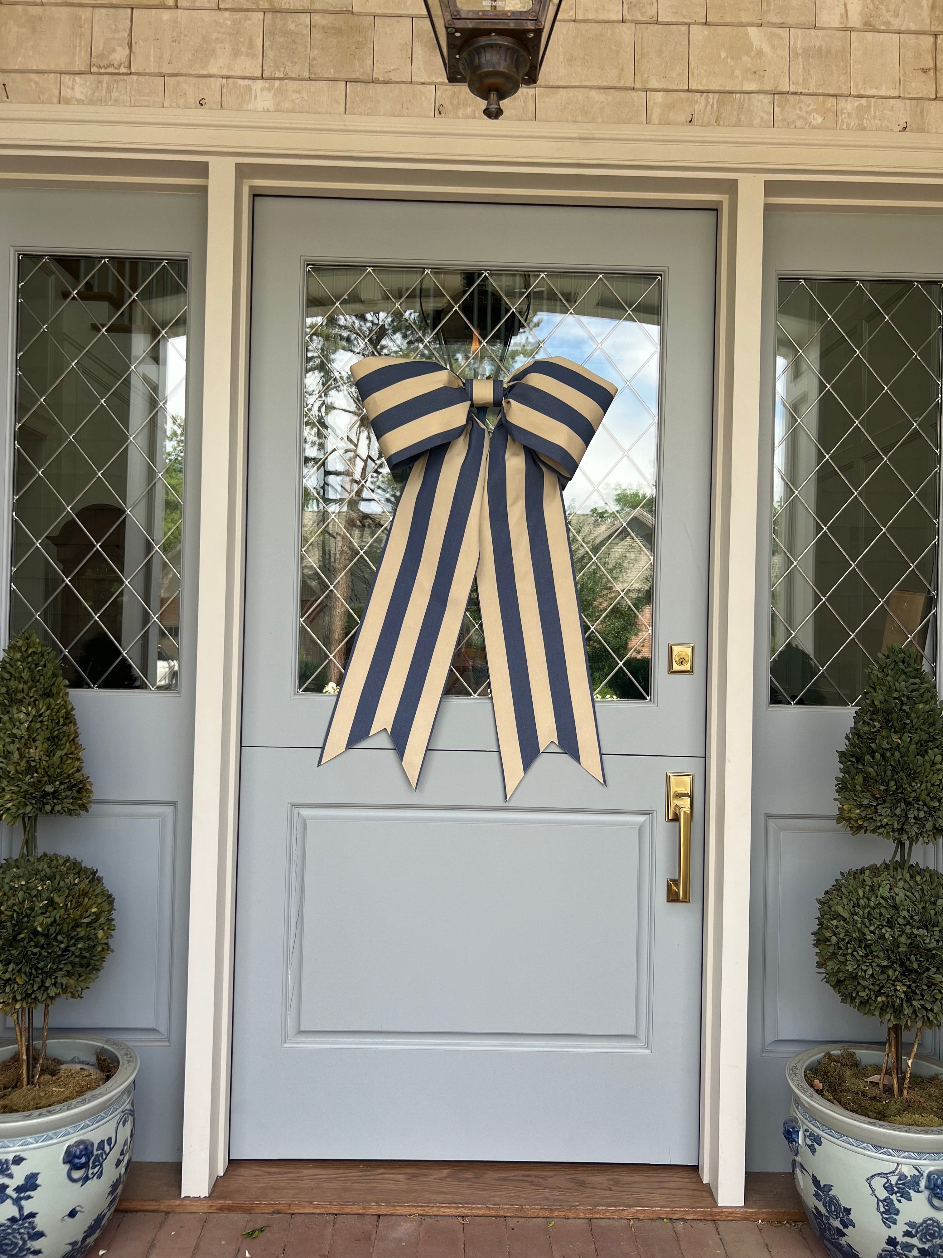 Antique Blue Stripe Bow