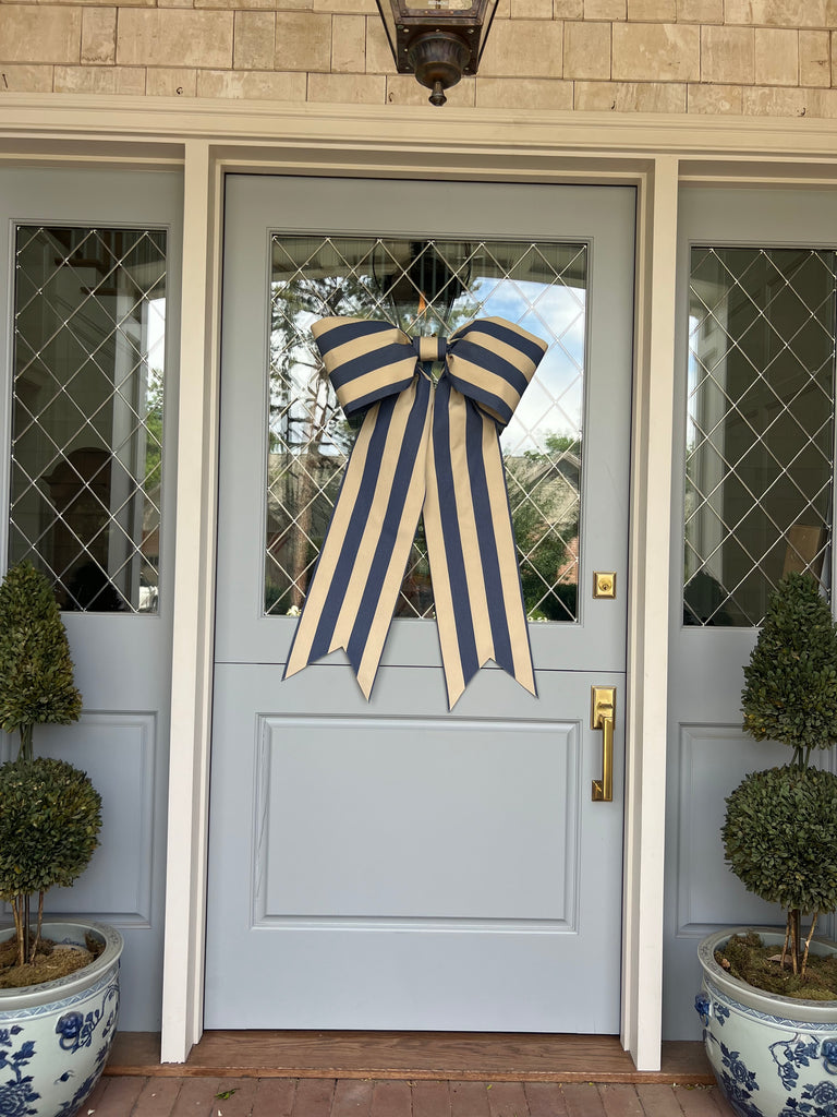Antique Blue Stripe Bow