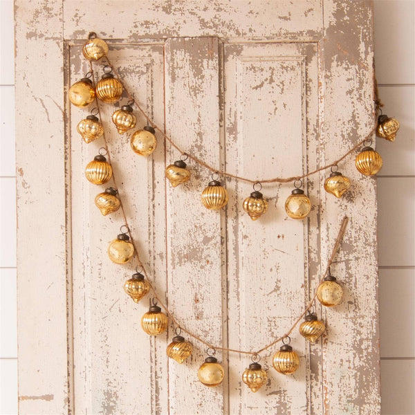 Gold Mercury Glass Ornament Garland
