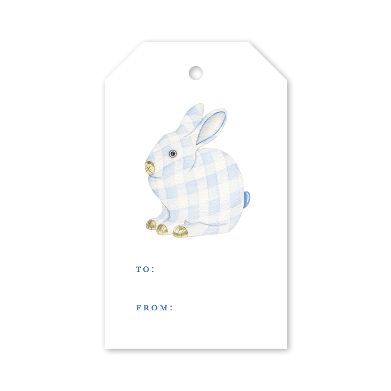 Porcelain Bunny Gingham Gift Tags