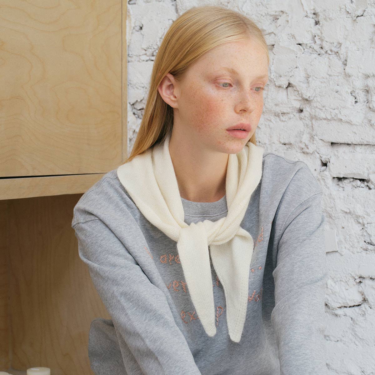 Wool Blend Rabbit Hair Triangle Scarf