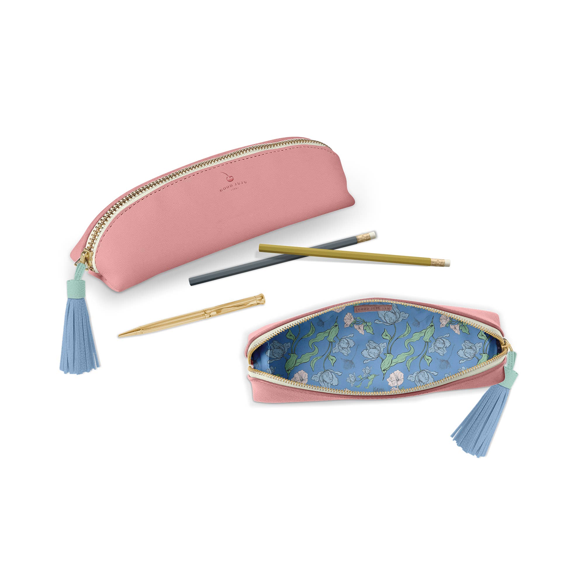 Rose Pink Luxe Slim Pencil Pouch