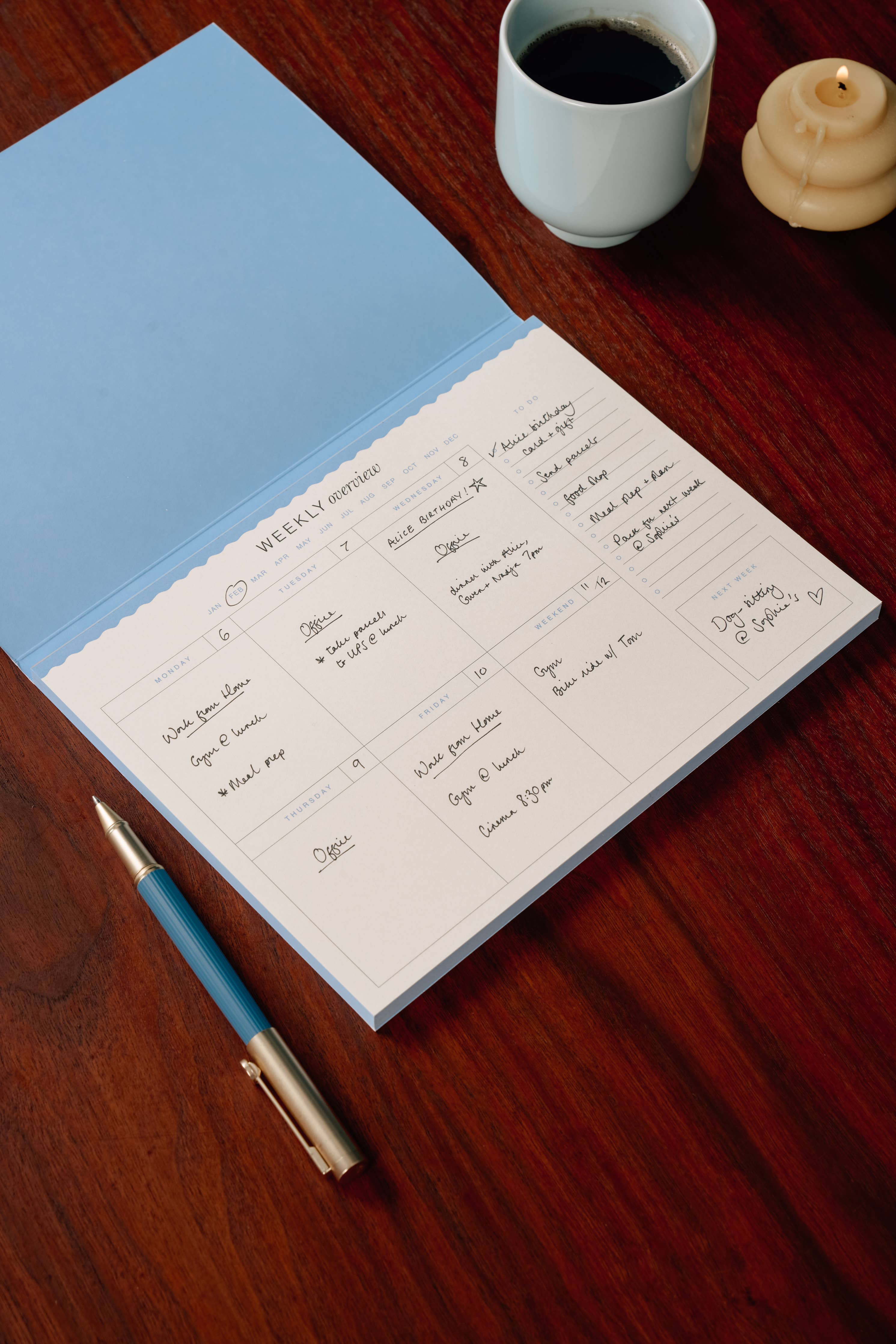 Floral Checkerboard Weekly Desk Planner (Undated)