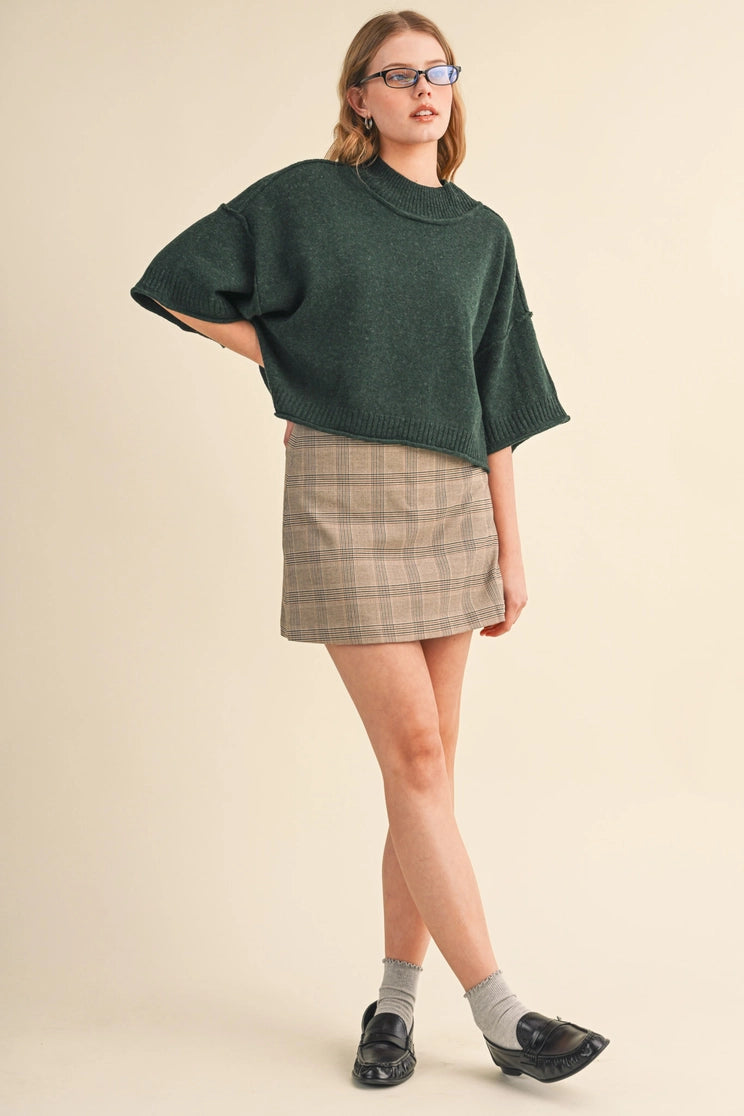 Mock Neck Sweater in Forest Green