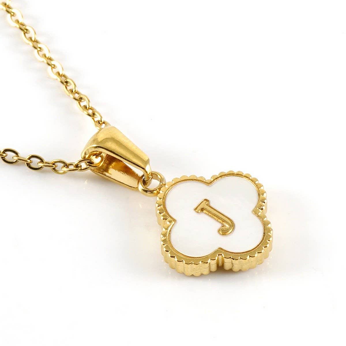 Four Leaf Clover Initial Necklaces