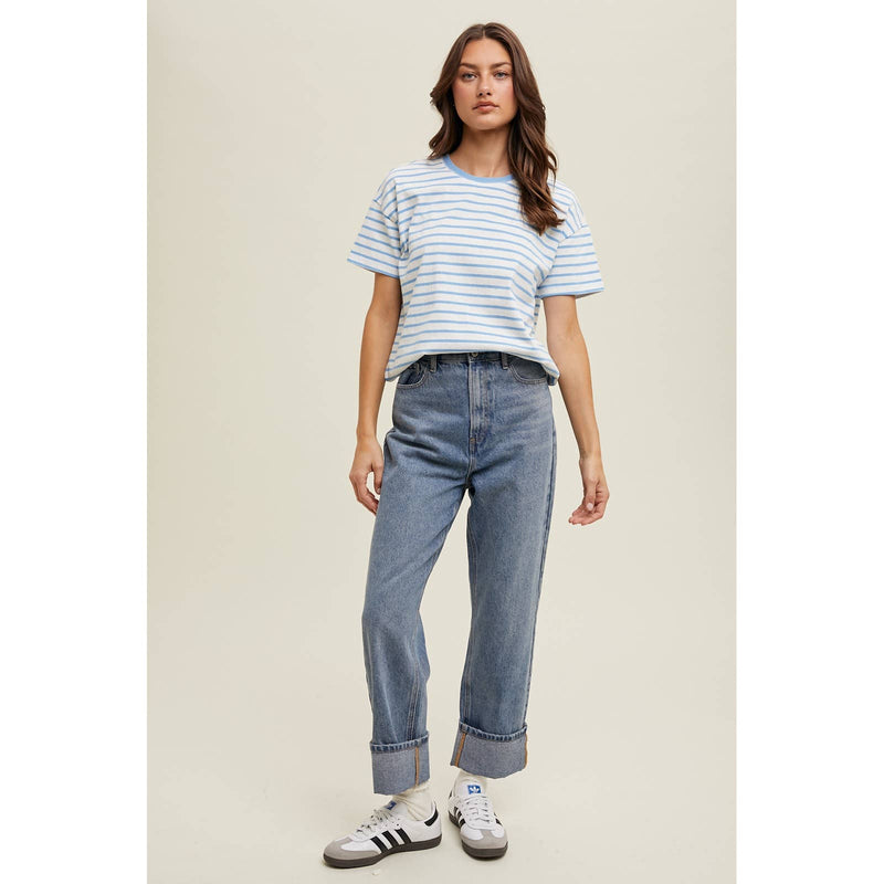Cuffed Boyfriend Denim Pants