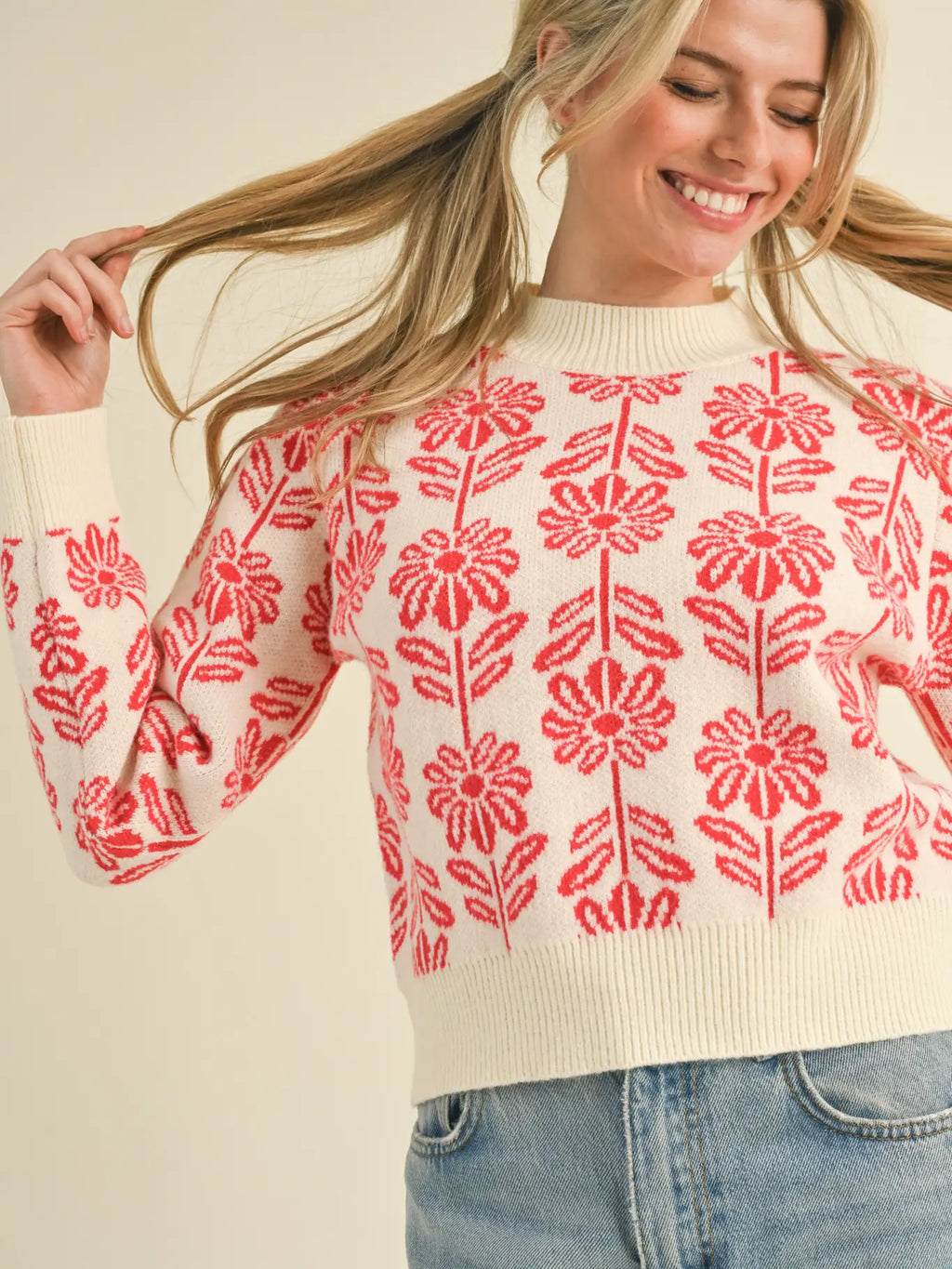 Red Floral Sweater