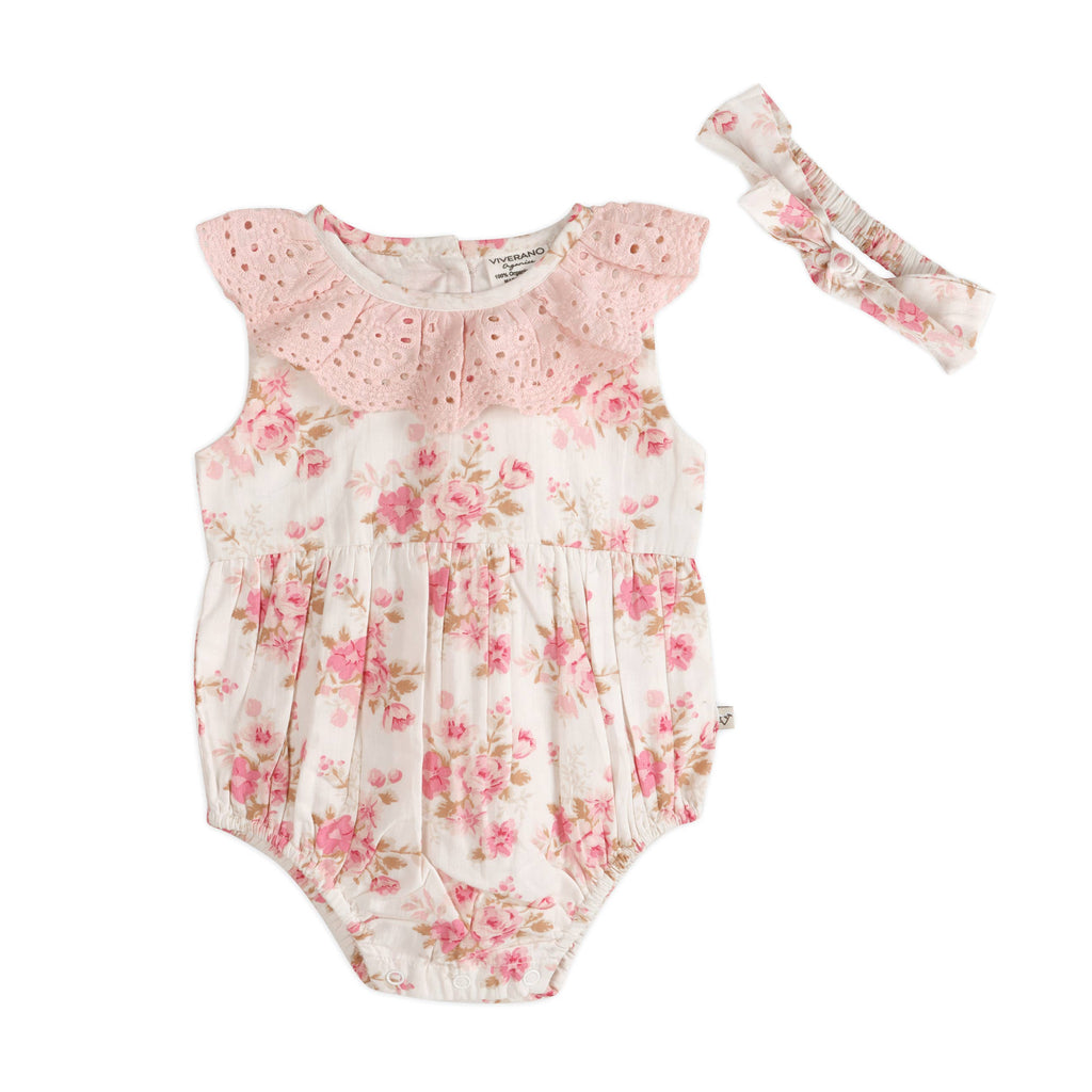 Nova Floral Baby Romper + Headband Set