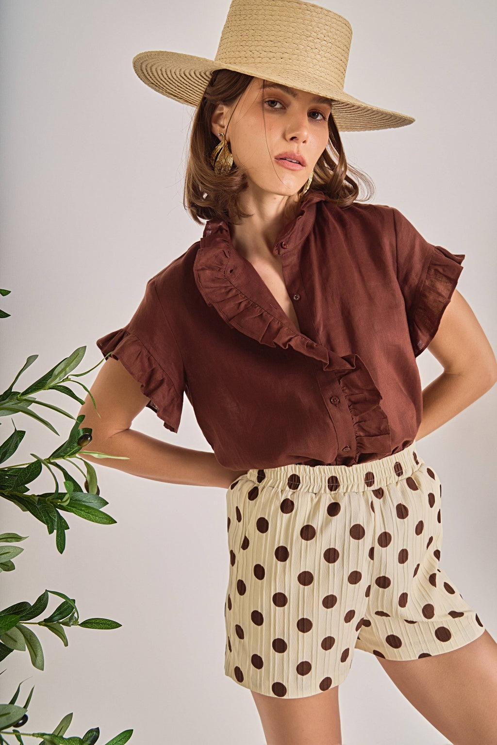 Linen Ruffle Shirt