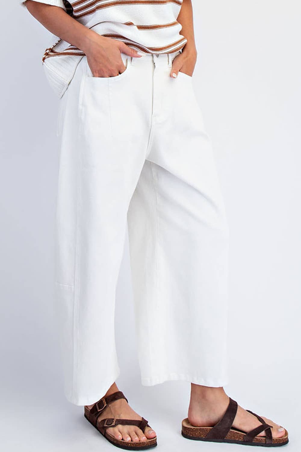 Mid Rise Barrel Cotton Twill Jeans