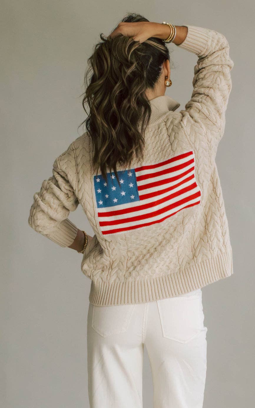 Flag 1/2 Zip Cable Sweater