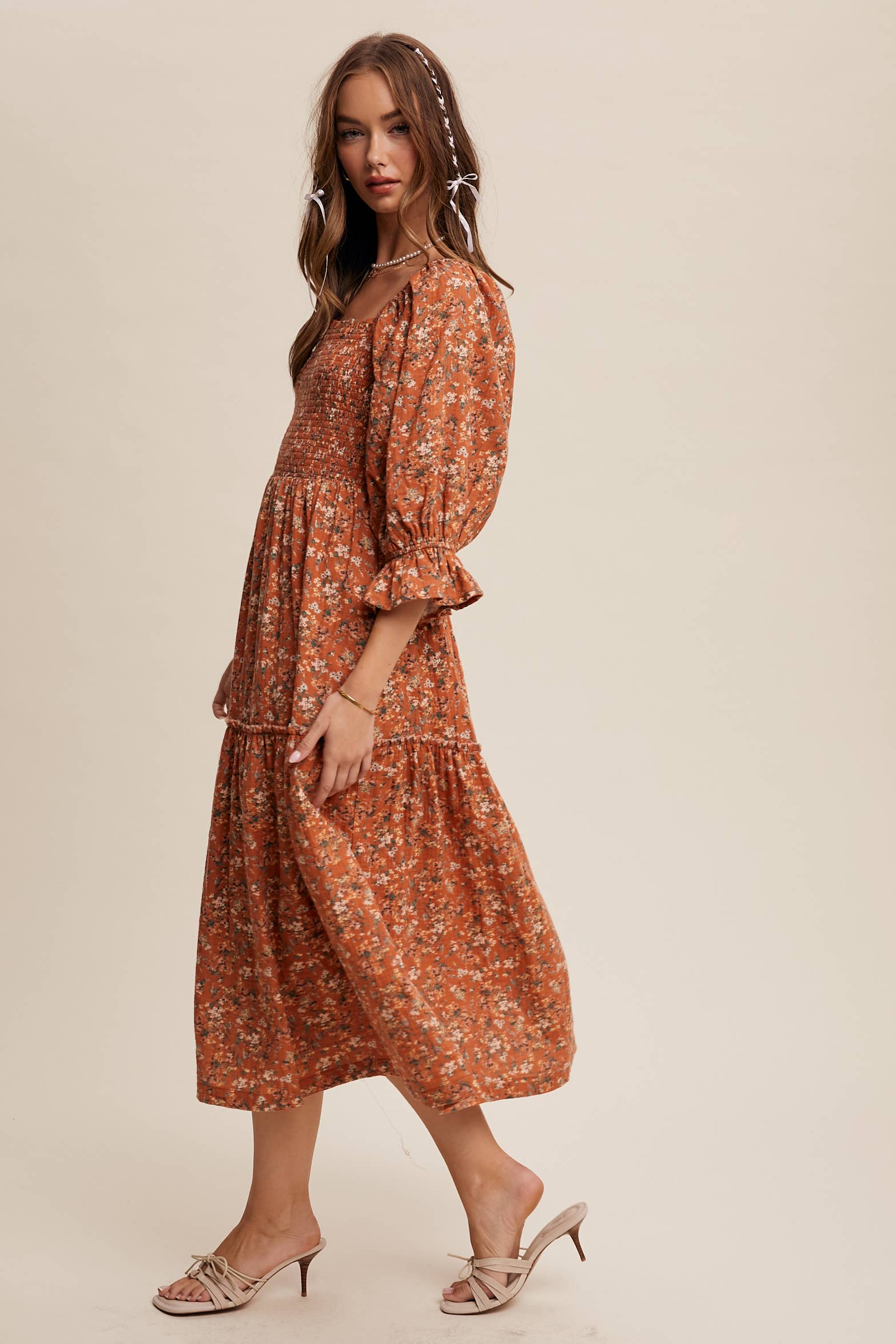 Floral Tiered Midi Dress