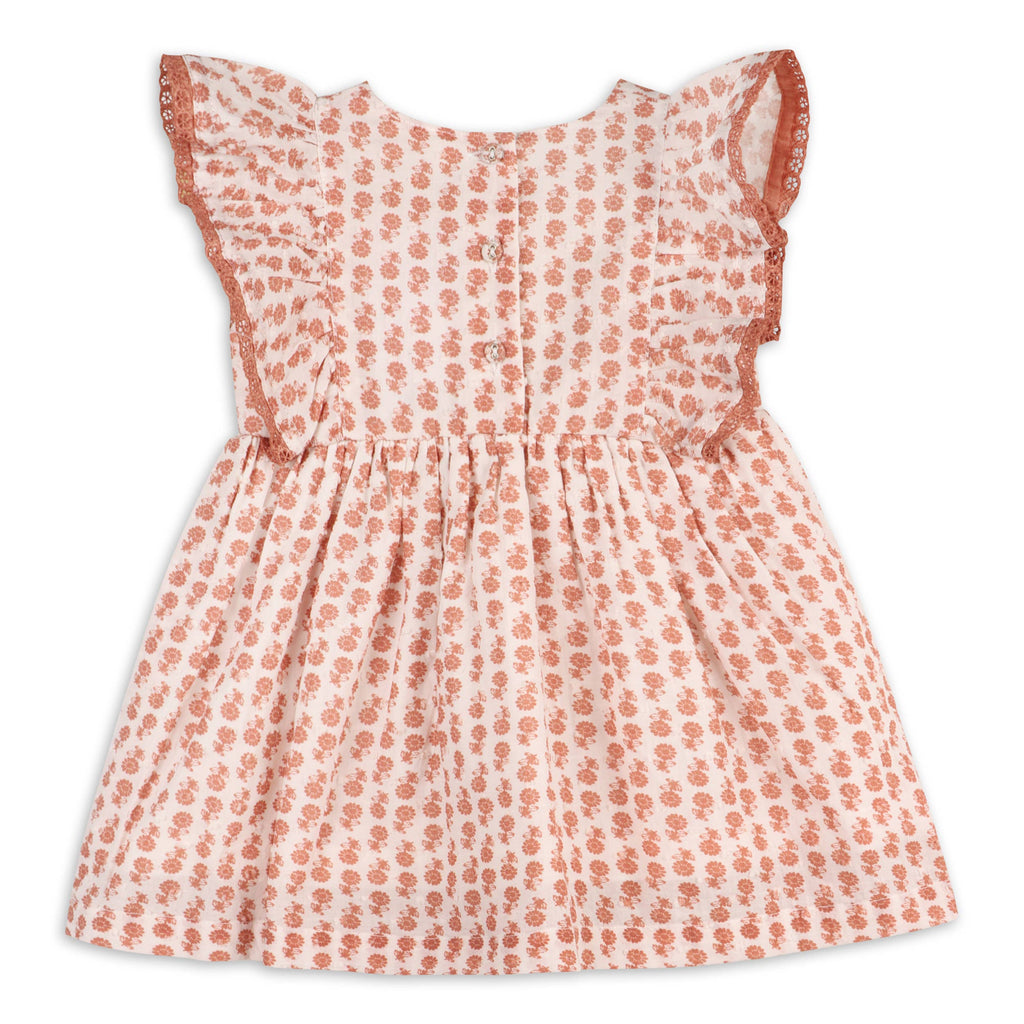 Heather Dobby Cotton Floral Baby Dress + Bloomer (Organic)