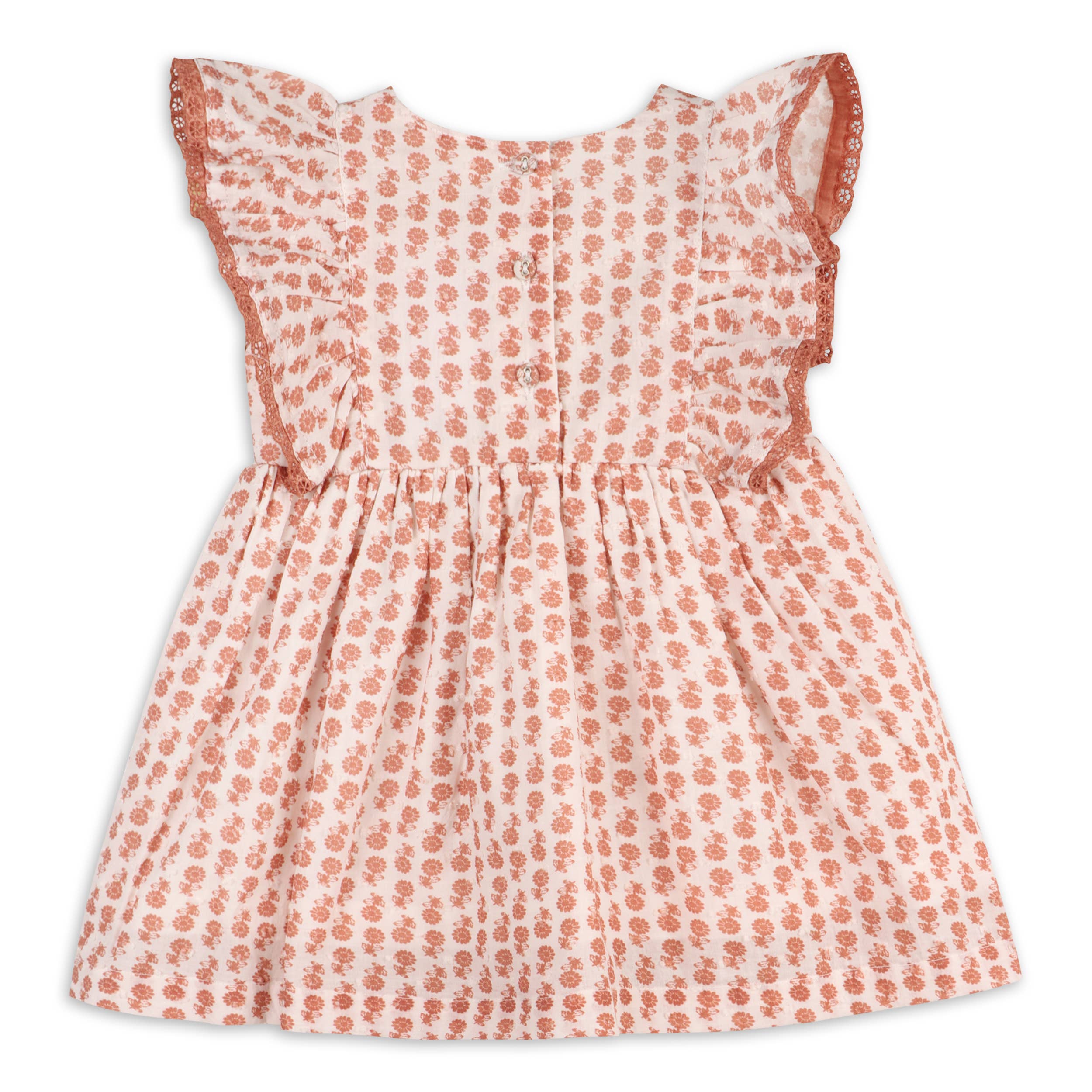 Heather Dobby Cotton Floral Baby Dress + Bloomer (Organic)