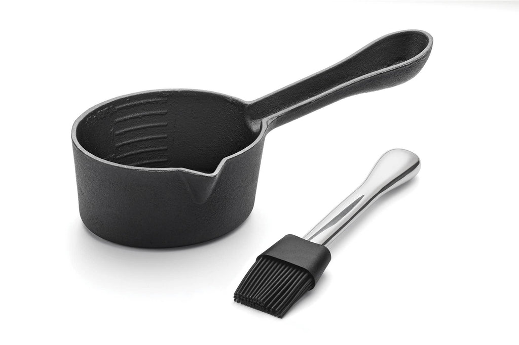 Outset Cast Iron Sauce Pot with Basting Brush