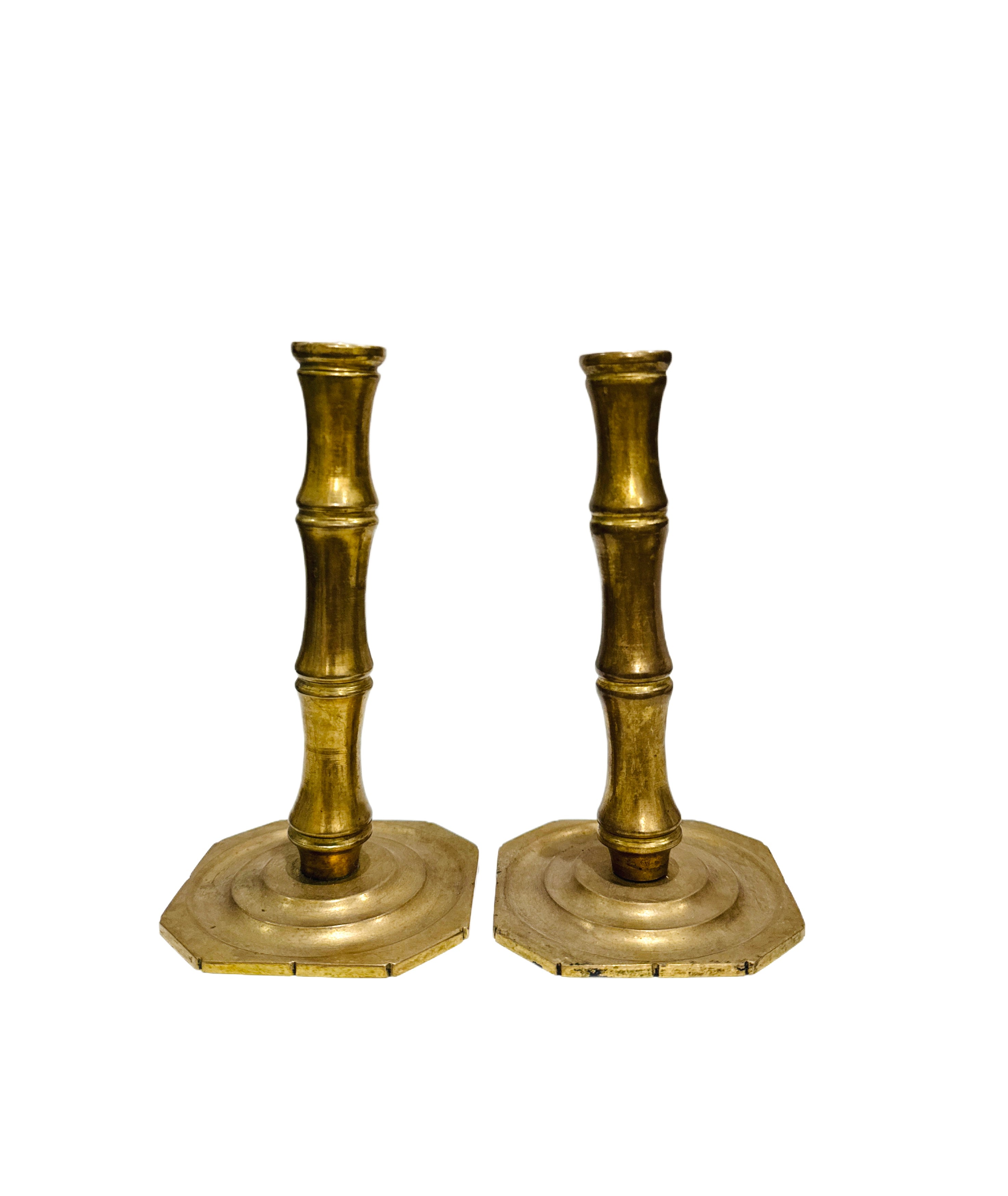 Brass Bamboo Candlesticks
