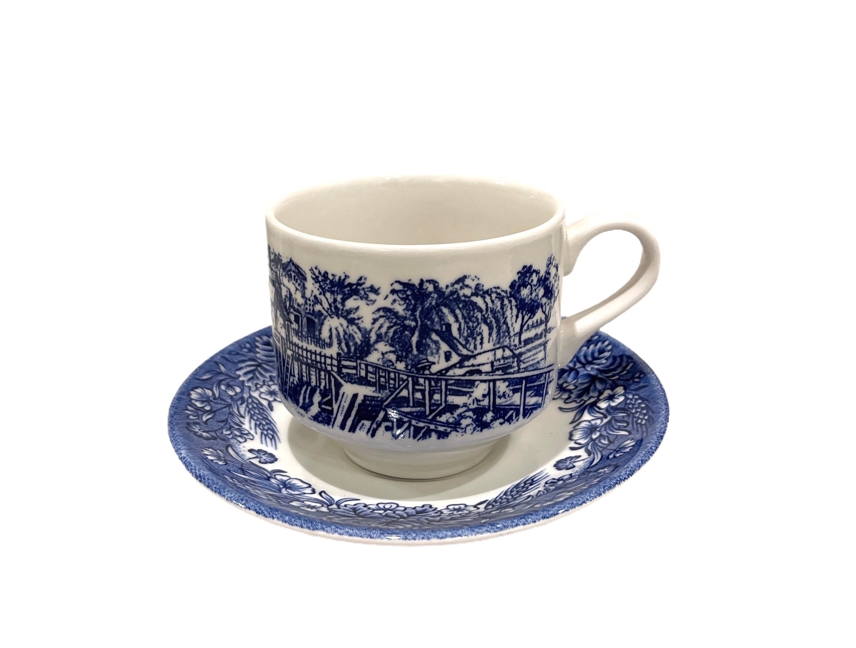 Vintage Churchill Currier & Ives Cup and Saucer Set