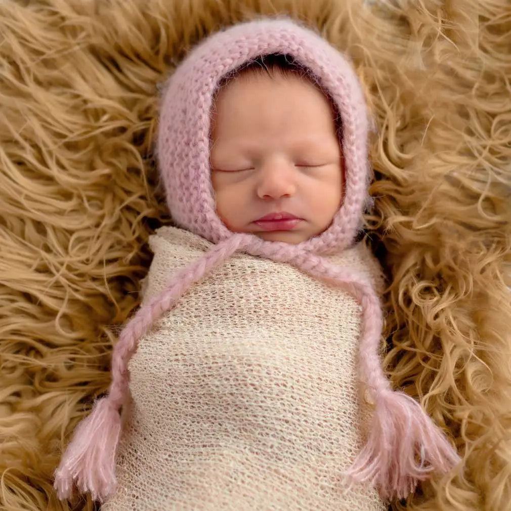 Newborn Angora Knit Bonnet