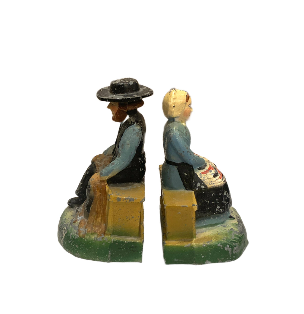 Folk Art Cast Iron Bookends