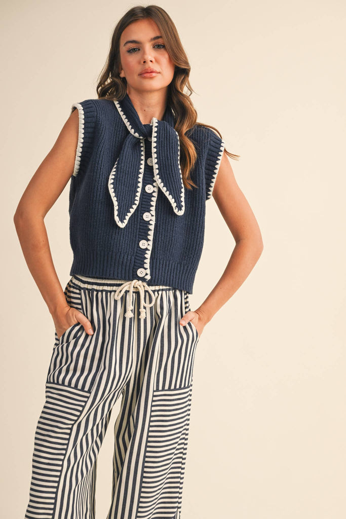 Tie Neck Sweater Vest